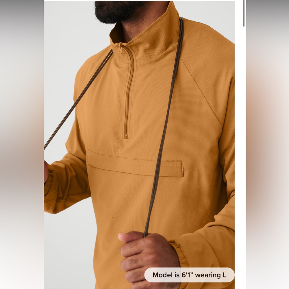 ALO Ripstop 1/4 Zip On-Set Jacket for men in Toffee (mustard color) Sz XL‎